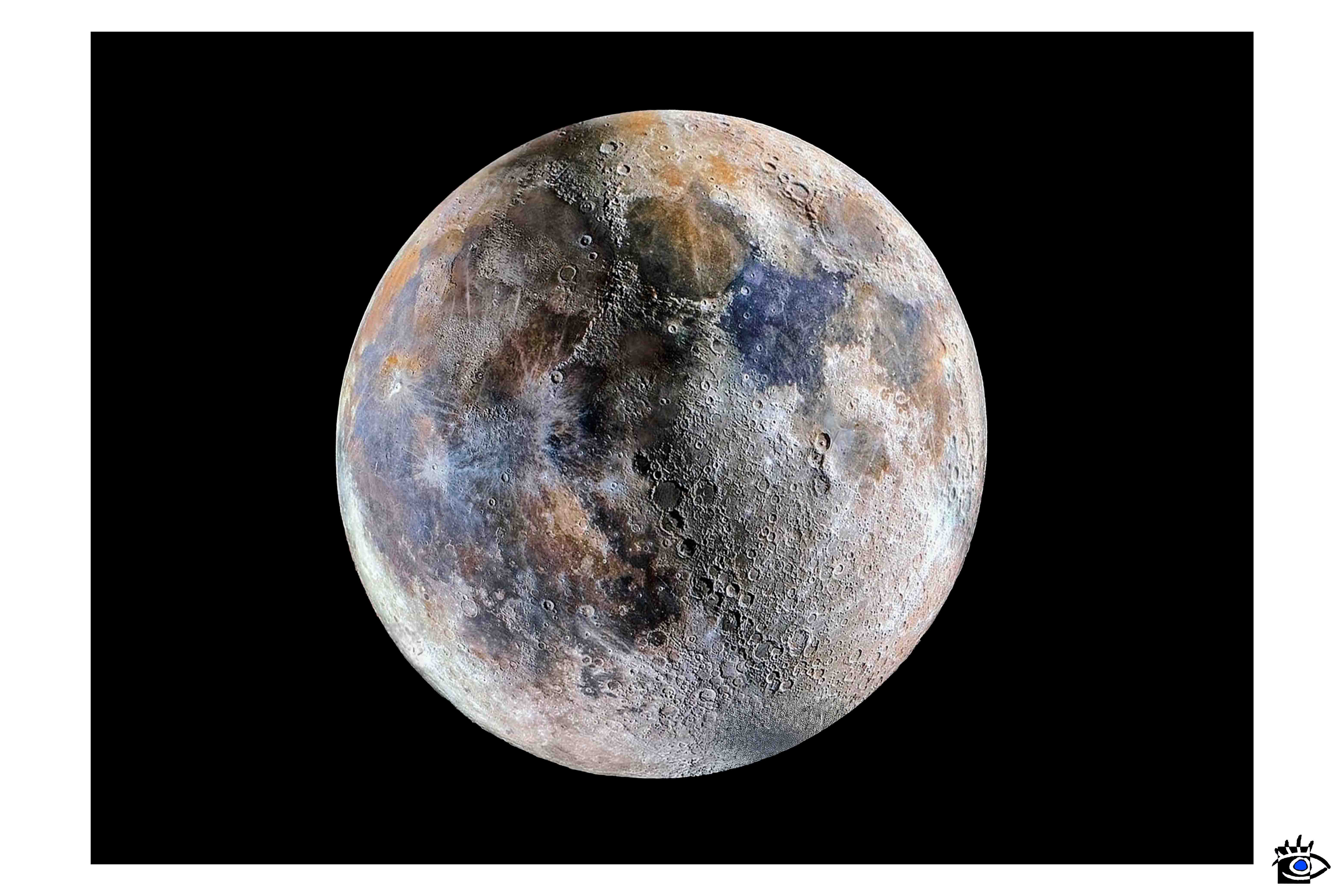 Luna minerale con colori autentici, dettaglio in alta risoluzione.