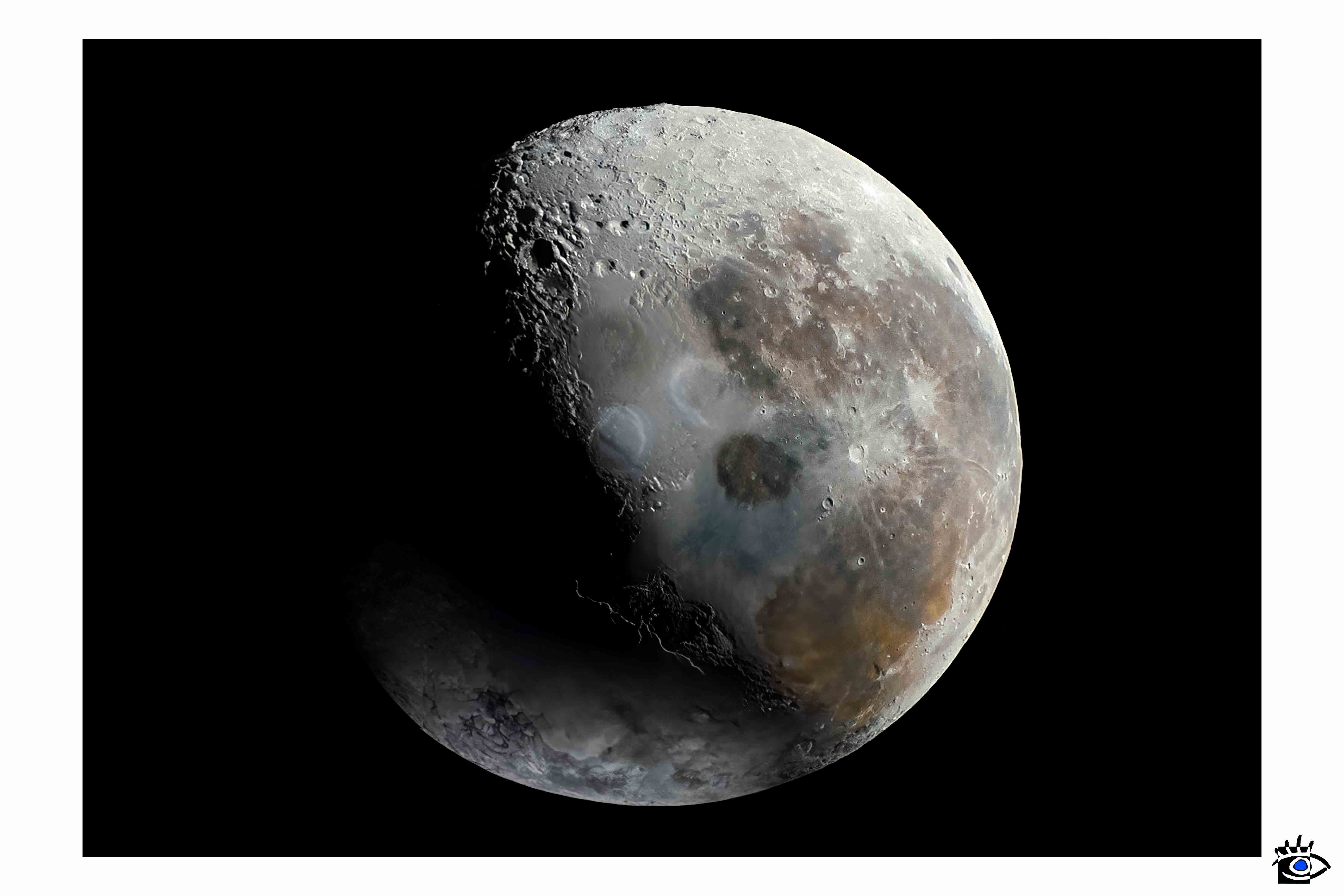 Immagine digitale della luna minerale, generata dall’intelligenza artificiale.