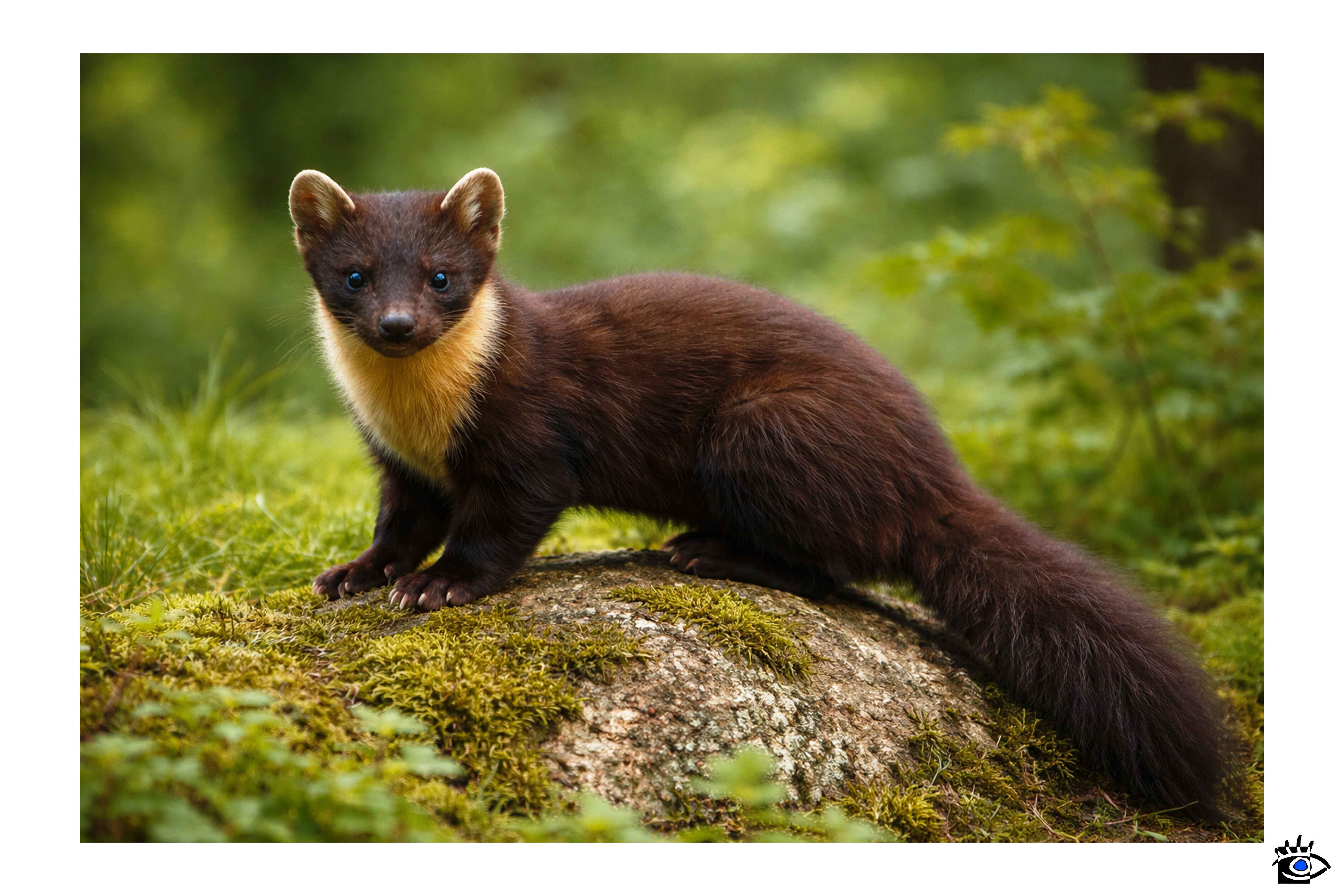 Martora fotografata di profilo mentre attraversa una zona di passaggio tra bosco e radura alle pendici del Monte Ventasso.